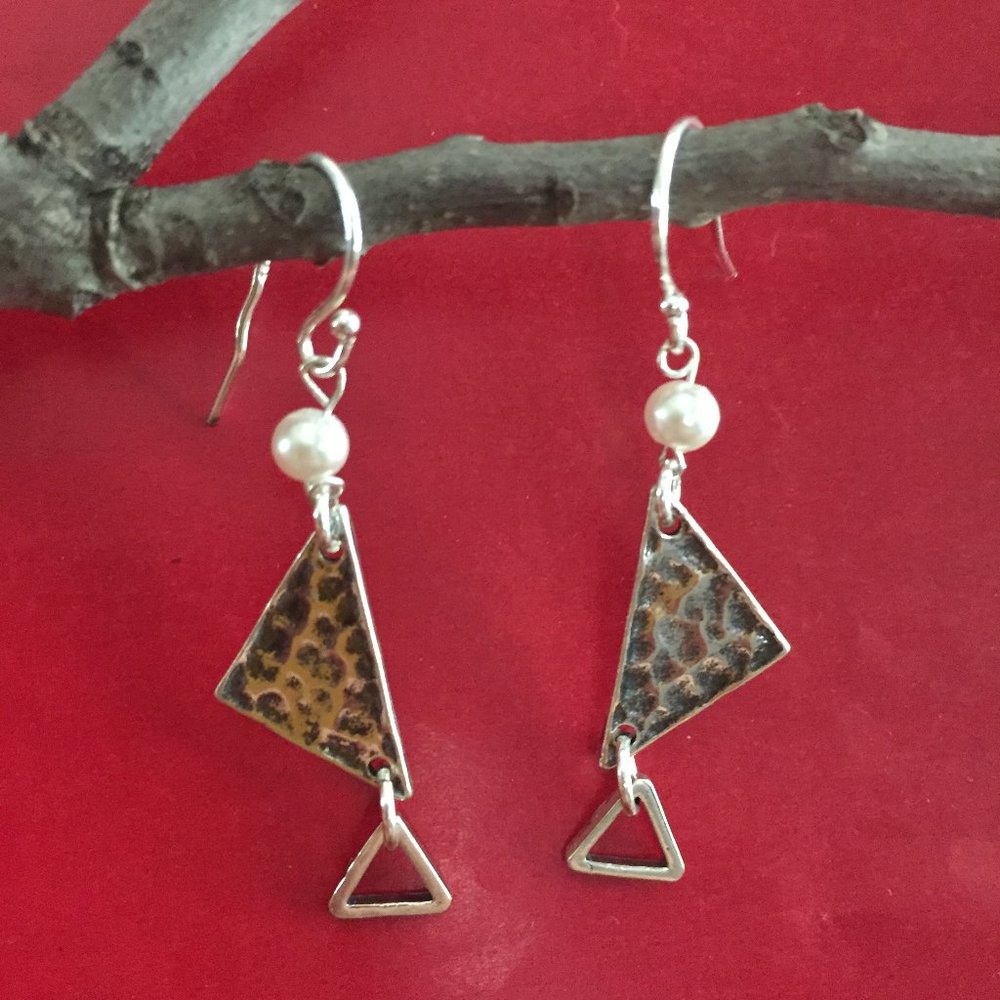 925 SS Minimalist Style Triangle Earrings
